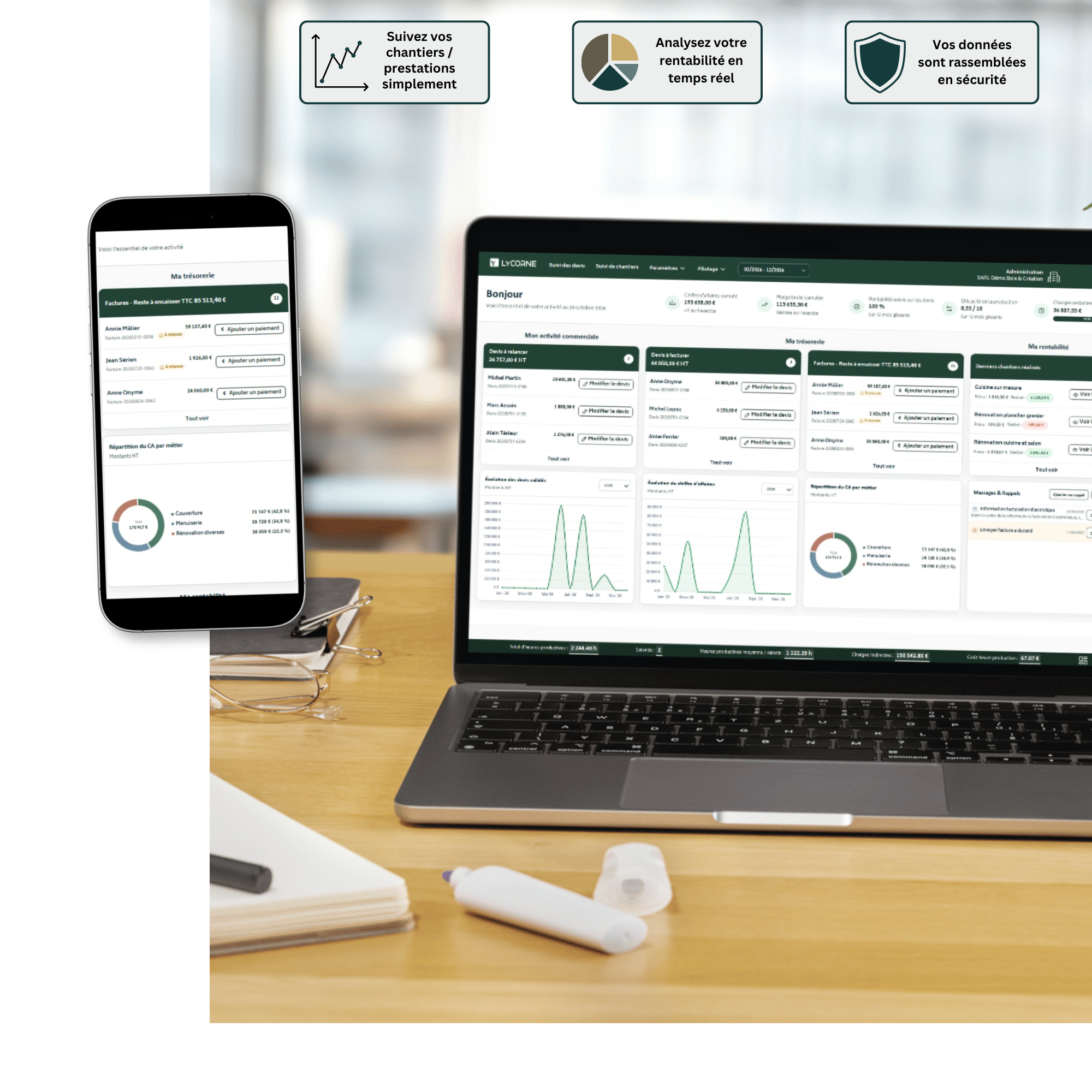 Documents comptables et calculatrice